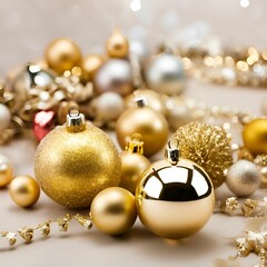 Merry Christmas, balls, lights, gold - 48
