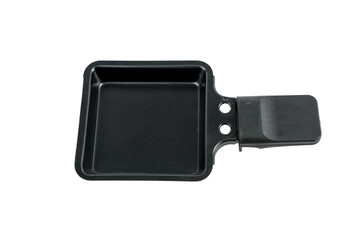 Empty raclette mold made from processed cheese, close-up. Blank raclette shape isolated on transparent background.