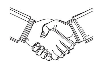 Businessmen shaking hands. Continuous one line drawing of handshake. Vector illustration