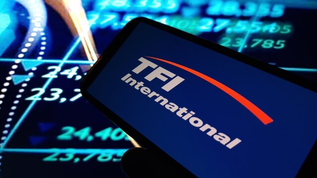 Konskie, Poland - December 14, 2024: TFI International company logo displayed on mobile phone