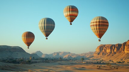 Obraz premium Hot air balloon travel. Balloons in a clear blue sky