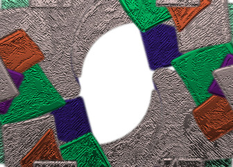 An abstract transparent iridescent shattered glass vignette design element overlay.