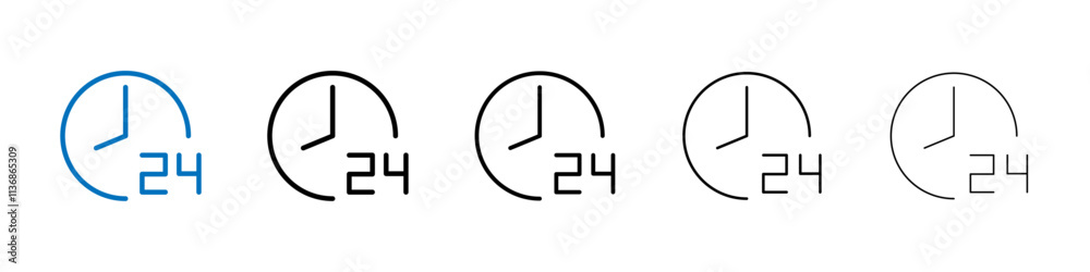 Poster 24 hrs icon outline vector logo for web ui