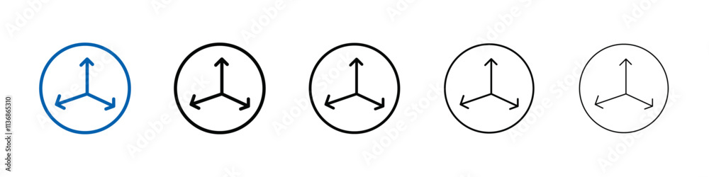 Poster 3 arrow way icon Outline vector logo for web ui