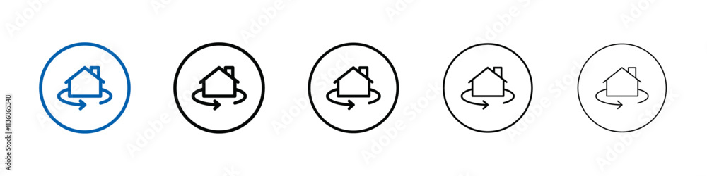 Poster 360 degree house icon outline vector logo for web ui