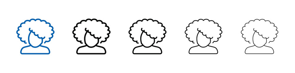 afro-american woman or girl icon Outline vector logo for web ui