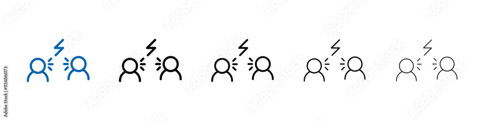 Poster angry people conflicts icon outline vector logo for web ui