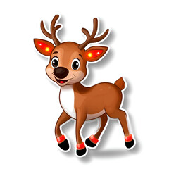 A cheerful cartoon reindeer with glowing features, perfect for festive themes.