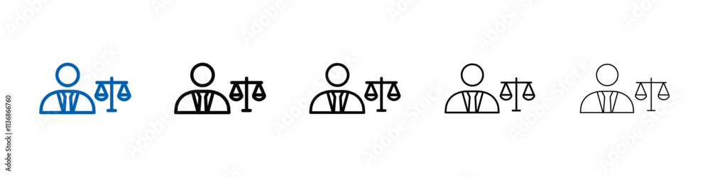 Poster attorney in law icon outline vector logo for web ui