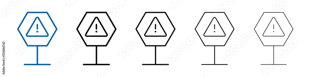 Poster Attention Warning sign icon Outline vector logo for web ui