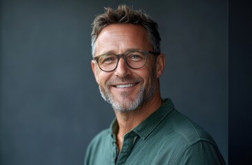 Fototapeta premium Portrait of a confident middle-aged man with a warm, genuine smile