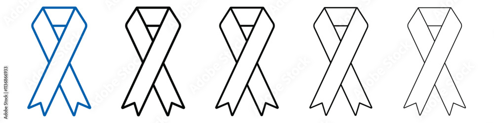 Poster awareness ribbon icon outline vector logo for web ui