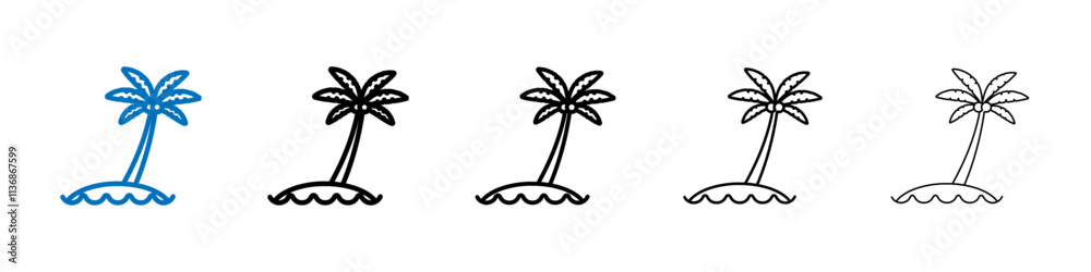 Aufkleber beach icon outline vector logo for web ui