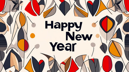 Happy New Year Abstract Art  - Festive, modern, abstract, celebratory, New Year.