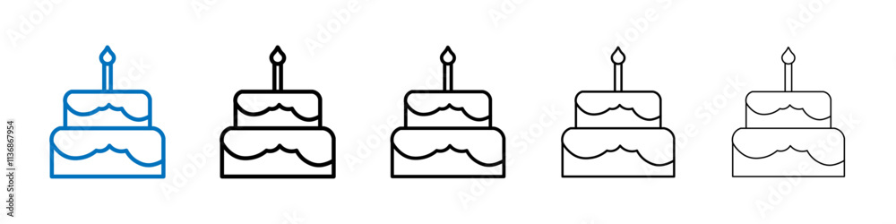 Poster birthday cake icon outline vector logo for web ui