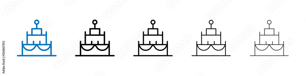 Poster birthday cake icon outline vector logo for web ui