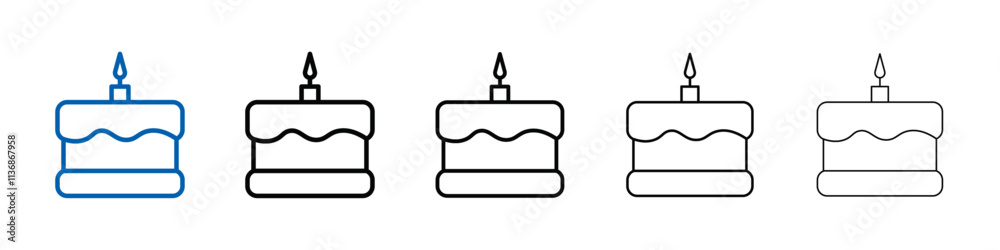 Poster birthday cake icon outline vector logo for web ui
