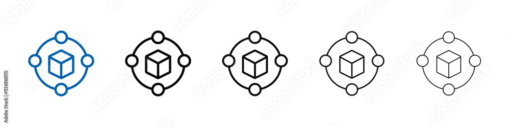 Poster Blockchain technology icon Outline vector logo for web ui