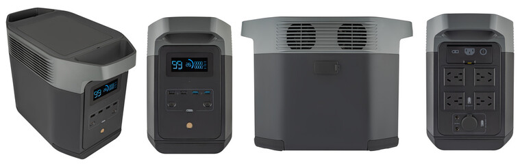 Mobile power station for charging devices and appliances.