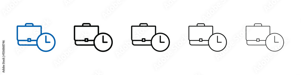 Poster briefcase with clock icon outline vector logo for web ui