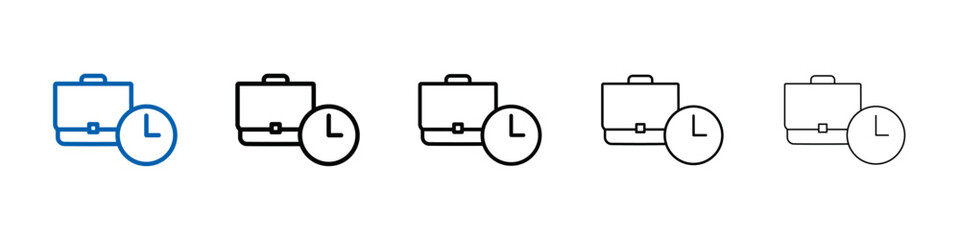 Briefcase with clock icon Outline vector logo for web ui
