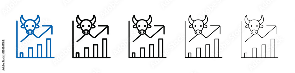 Poster bull market chart icon outline vector logo for web ui