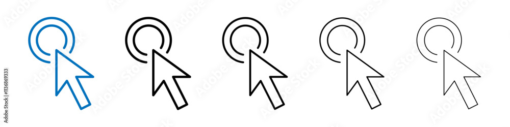 Poster bulls eye pointer icon outline vector logo for web ui