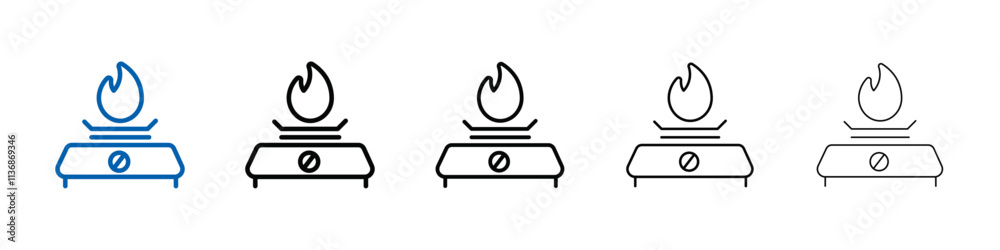 Poster burner gas stove icon outline vector logo for web ui