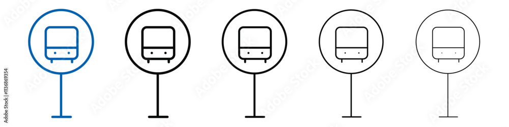 Poster bus sign icon outline vector logo for web ui
