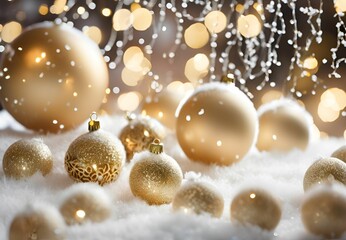 Merry Christmas, balls, lights, gold - 1