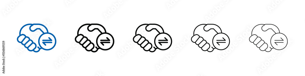 Aufkleber business agreement handshake icon outline vector logo for web ui