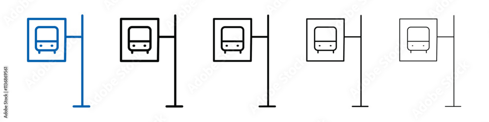 Poster bus stop stand icon outline vector logo for web ui