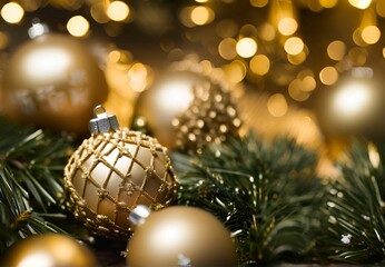Merry Christmas, balls, lights, gold- 6