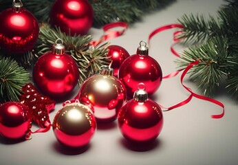 Merry Christmas, balls, lights, red - 8