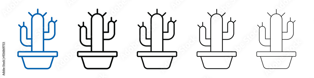 Poster cactus icon outline vector logo for web ui