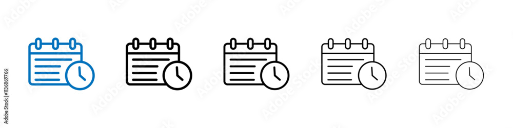 Poster calender clock icon outline vector logo for web ui