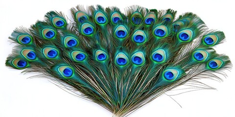 Obraz premium Peacock feathers in vivid blue and green hues, radiating elegance