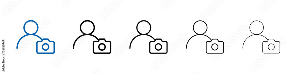 Poster Cameraman icon Outline vector logo for web ui