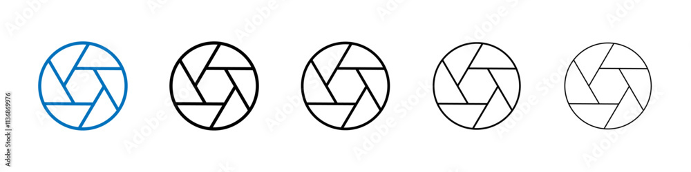 Aufkleber camera shutter icon outline vector logo for web ui