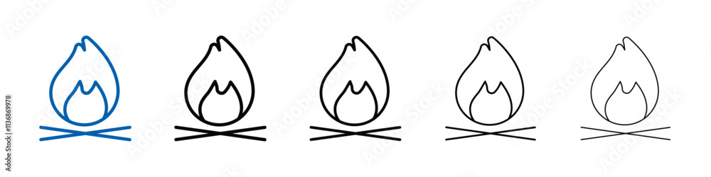 Poster campfire icon outline vector logo for web ui