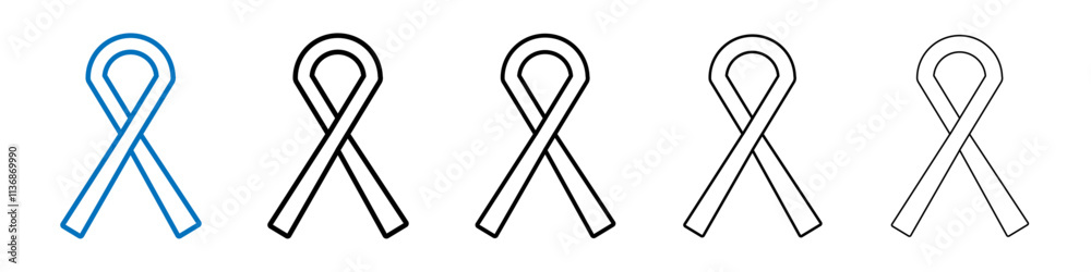 Poster cancer ribbon icon outline vector logo for web ui