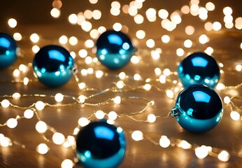 Merry Christmas, balls, lights, blue - 18