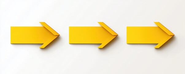 Three yellow arrow labels aligned on a minimal white background