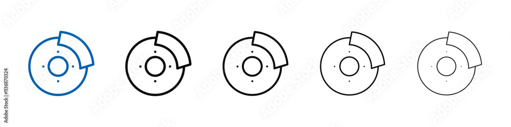 Aufkleber Car brake disk with caliper icon Outline vector logo for web ui