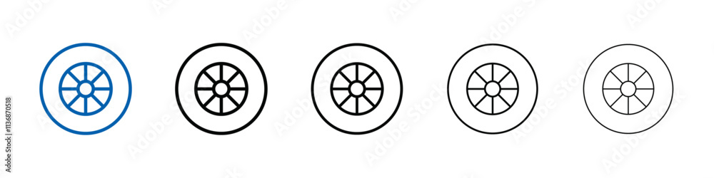 Poster car wheel icon outline vector logo for web ui