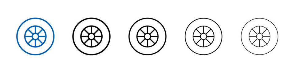 Car wheel icon Outline vector logo for web ui