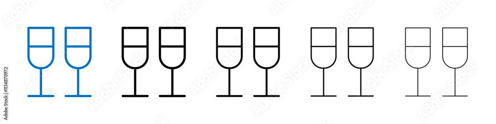 Poster champagne glasses icon outline vector logo for web ui