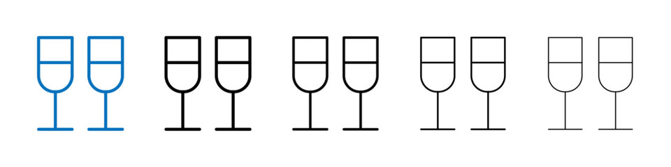 Champagne glasses icon Outline vector logo for web ui