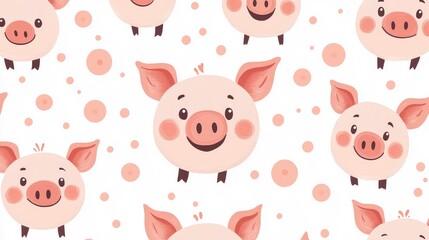 Obraz premium Cheerful Pig-Themed Pattern: High-Resolution Seamless and Repeatable Design Using Rule of Thirds for Visual Interest