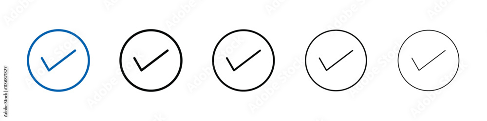 Poster check sign icon outline vector logo for web ui